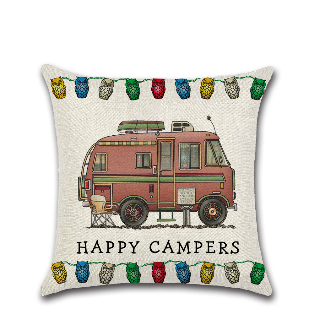 New Cartoon Camper RV Dining Car Series Linen Pillow Case