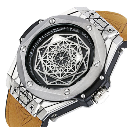 Creative Personality Men's Watch Big Bang Tattoo Spider Web Rubber Non-mechanical Male Student Watch