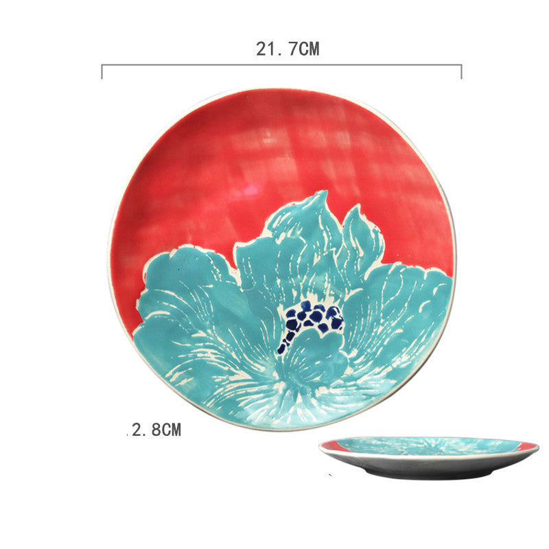 Ceramic Hand-painted Western Food Microwave Breakfast Plate
