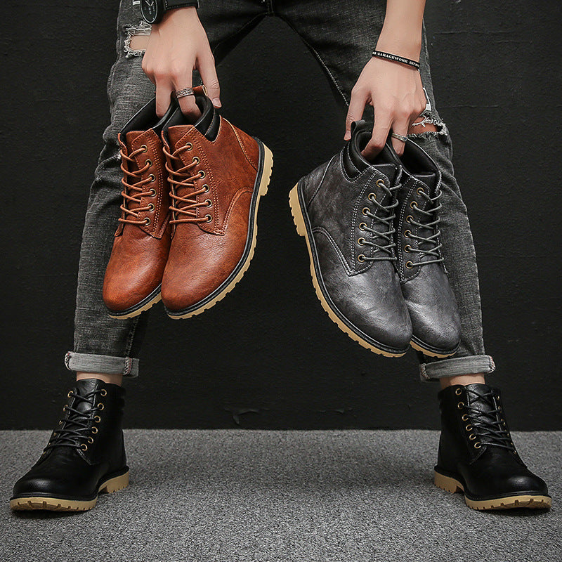 Outdoor High-top Two-cotton Tooling Leather Boots