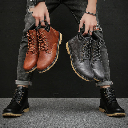 Outdoor High-top Two-cotton Tooling Leather Boots