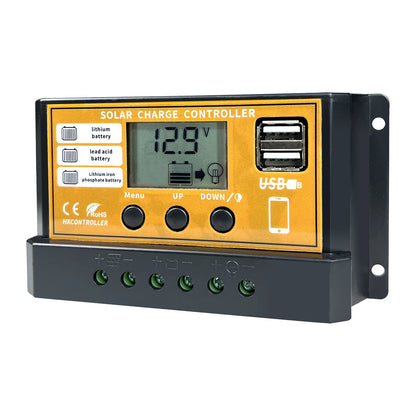 PWM 10A 20A 30A  Solar Charge Controller 12V 24V Solar Panel PV Charging Regulator LCD Screen For Lifepo4 Lithium GEL Battery