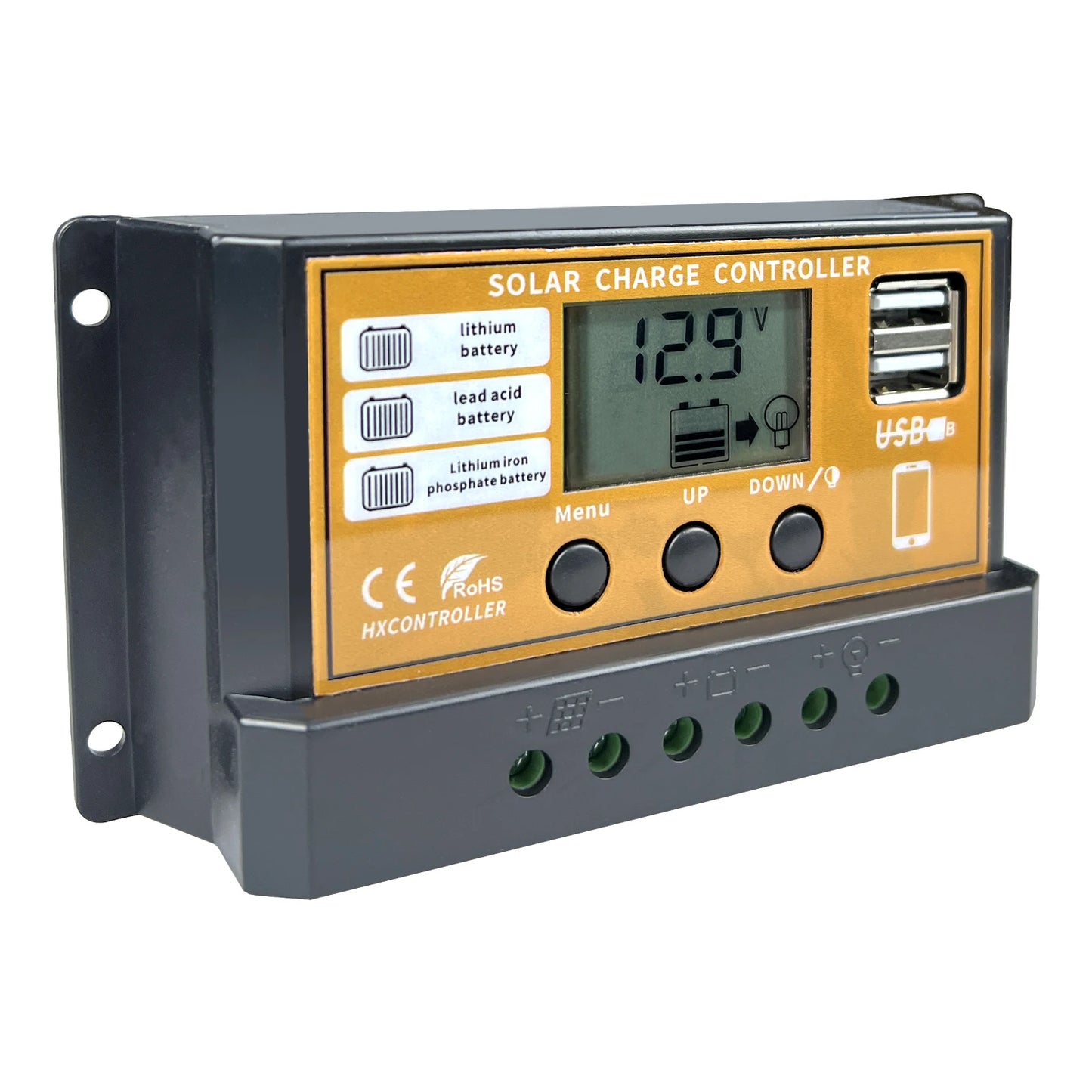 PWM 10A 20A 30A  Solar Charge Controller 12V 24V Solar Panel PV Charging Regulator LCD Screen For Lifepo4 Lithium GEL Battery