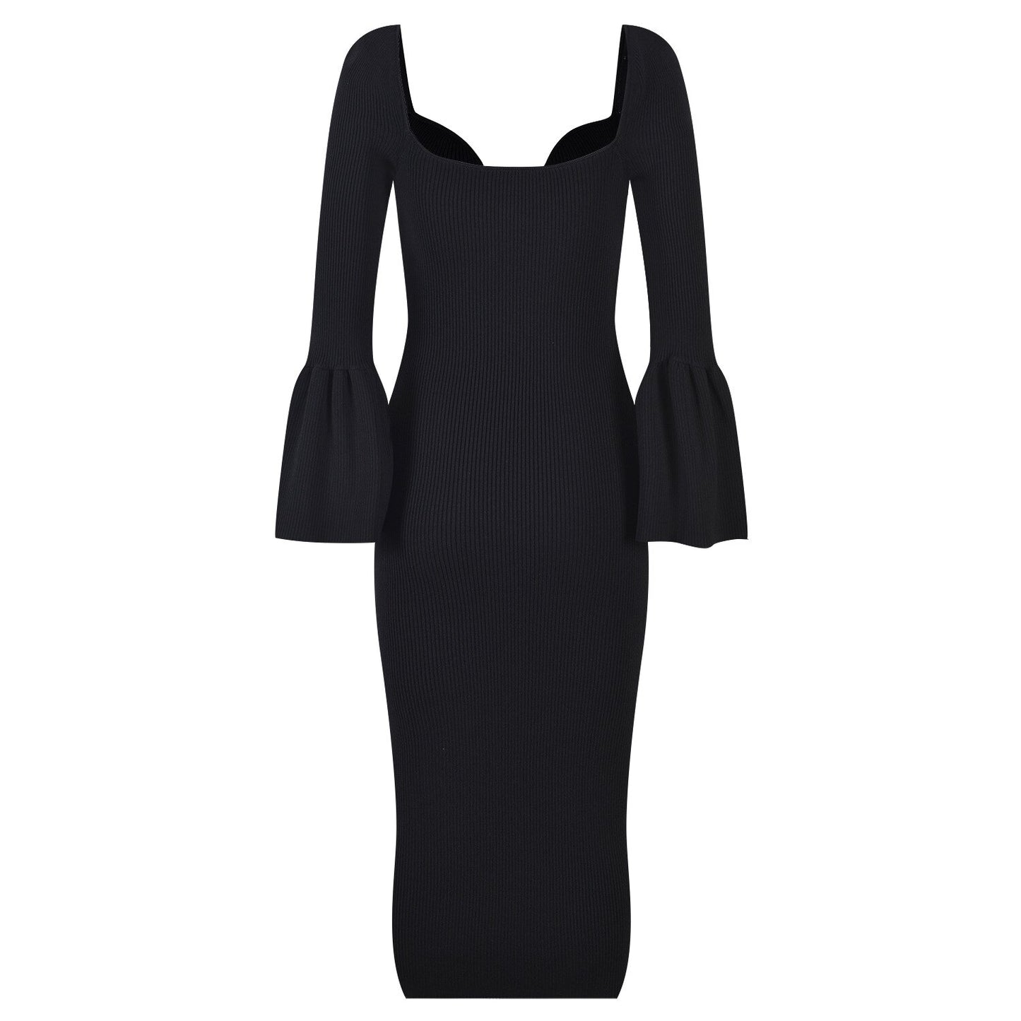 New Spring Unique Heart Collar Long Sleeve Customize Buttons Black White 2 Colors Sexy Street Long Knitted Women European Dress