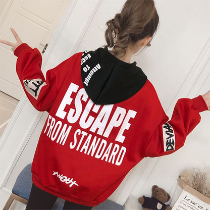 Hoodies Women   Fashion Sweatshirts Long Sleeve Hoodies Print Letter Female Tracksuits Sportswear