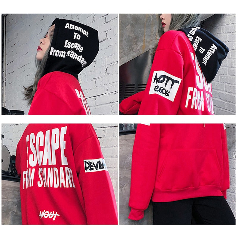 Hoodies Women   Fashion Sweatshirts Long Sleeve Hoodies Print Letter Female Tracksuits Sportswear