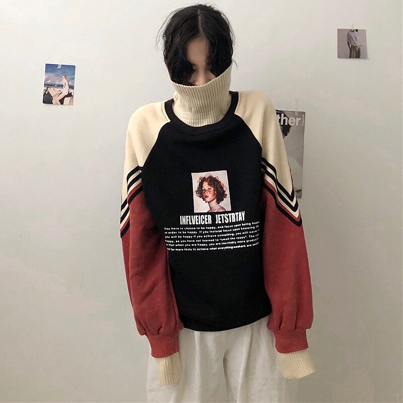 2020 Hoodie Sweatshirt Women Winter Oversize Tops Fashion Pattern Printed Sweatshirt