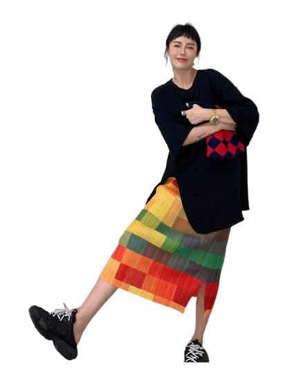 Pleated Sweet Beach Plaid Skirt for Women's  Summer New Active and Age Reducing Korean Half Length Skirt