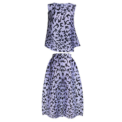Miyake Pleats Arrow Printed Two Piece Sets