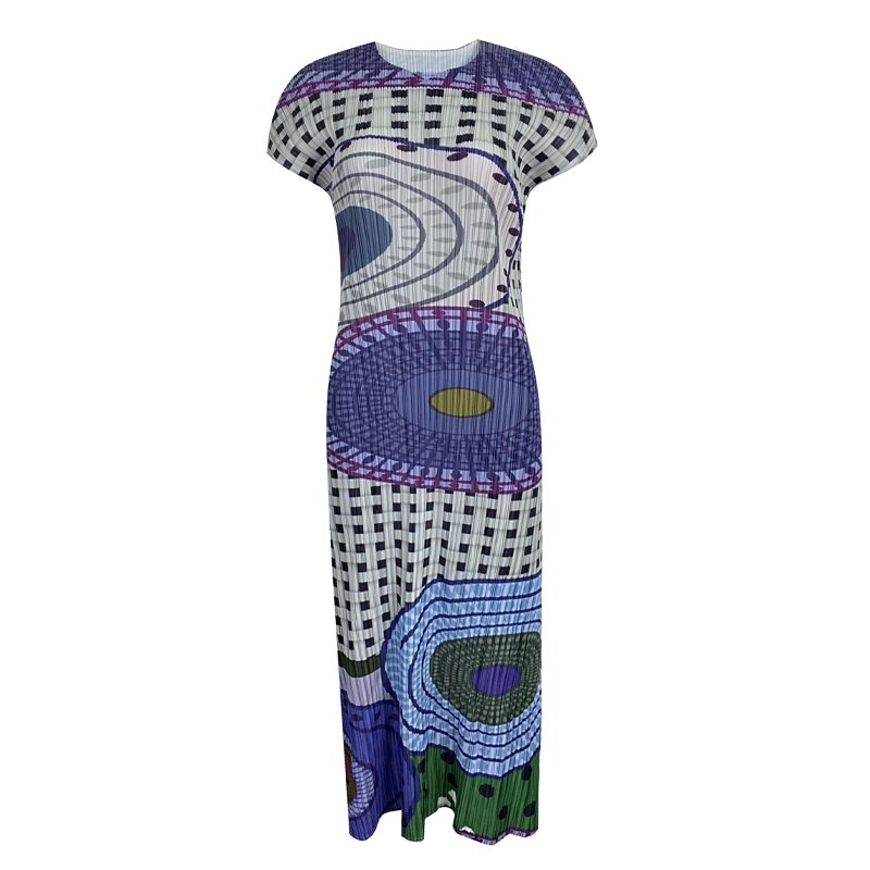 TIANPEI Pleats Plaid Printed Flying Sleeve Dress  New Spring Summer Causal Long Split Evening Dresses Aesthetic Clothes
