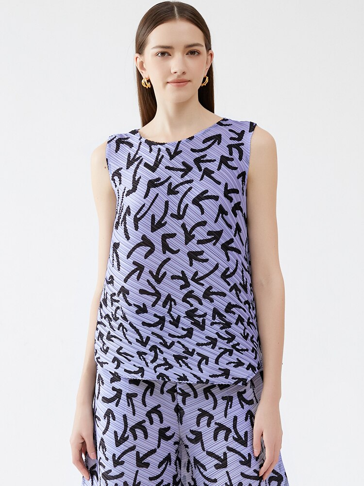 Miyake Pleats Arrow Printed Two Piece Sets