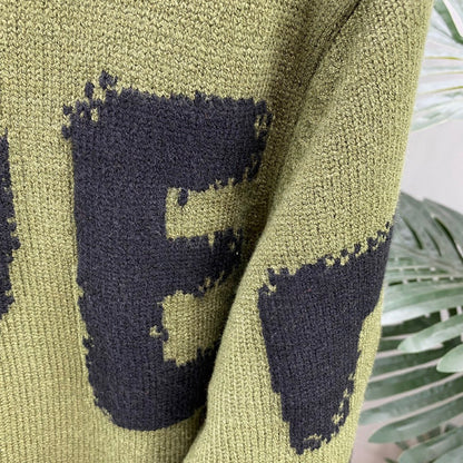 Long Sleeve Wool Sweater Letter Print Tops Knitwear