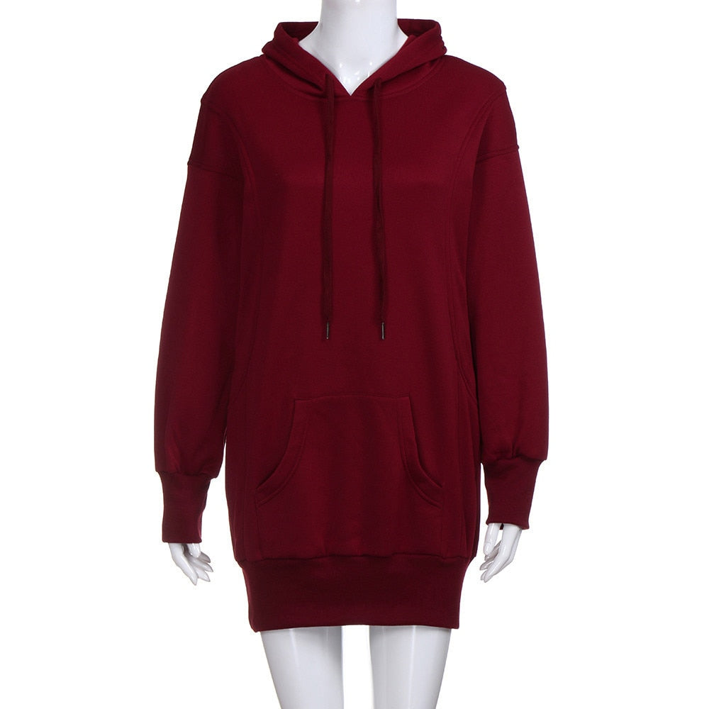 Feitong Winter Women Sweatshirt Hoodies Pullover Solid Girls Causal Long Sleeve Oversized Hoody Sweatshirt sudaderas mujer