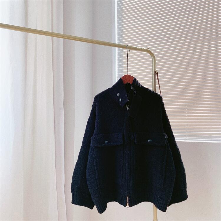 Retro Lazy Style Thickened Sweater Women's Coat New Loose Zipper Knitted Cardigan