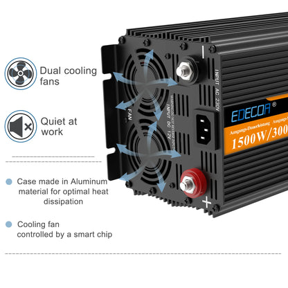 UPS inverter with charger 1500W 2500W DC 12V to AC 220V 230V converter pure sine wave transformer off grid for home