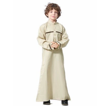 Dubai Saudi Muslim Kids Boys Clothes Abaya Caftan Robe Islamic Ramadan Jubba Thobe Arabic Child Kaftan Long Dress Middle Eastern