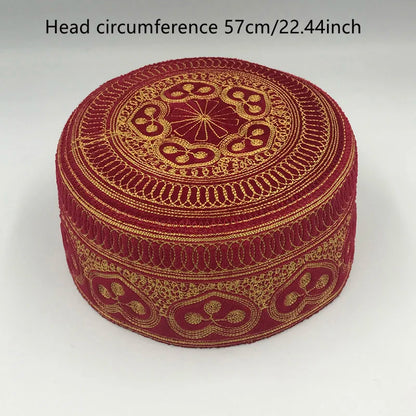 Muslim Prayer Hats Cotton Embroidery Red Hat Turban Indian For Men Saudi Arabia Clothing Kufi Cap Husband Scarf Jewish Islamism