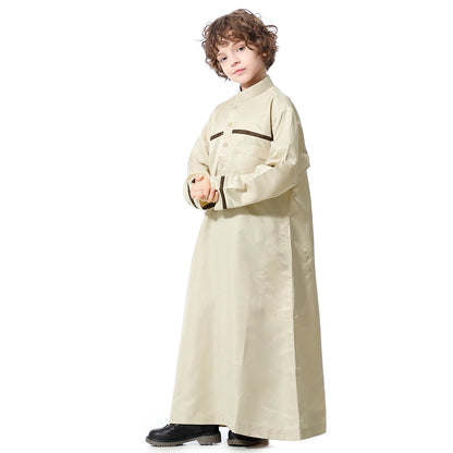 Dubai Saudi Muslim Kids Boys Clothes Abaya Caftan Robe Islamic Ramadan Jubba Thobe Arabic Child Kaftan Long Dress Middle Eastern