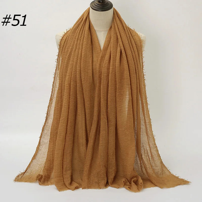 Hot Crinkle Cotton Hijab Scarf Women Scarves Bandana Turban Headscarf Muslim Shawl Africa Wrap Headband Islamic Shawls Headband