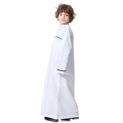 Dubai Saudi Muslim Kids Boys Clothes Abaya Caftan Robe Islamic Ramadan Jubba Thobe Arabic Child Kaftan Long Dress Middle Eastern
