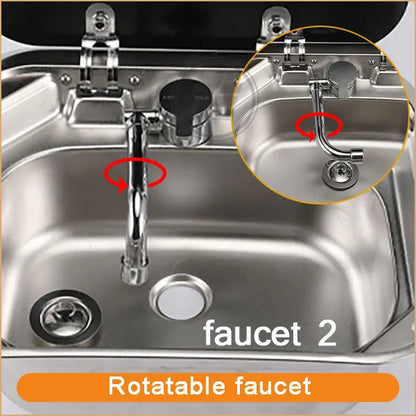 Caravan Camping Stainless Steel Hand Wash Basin with Tempered Glass Lid Camping Accessories Caravan Stainless Steel Lidded Sinks