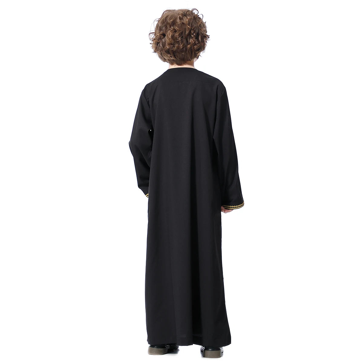 Muslim Boys Robe Embroidered Long Sleeve Dress Gown Saudi Arabia Abaya Kaftan Jubba Thobe Islamic Clothes Eid Djellaba Ramadan