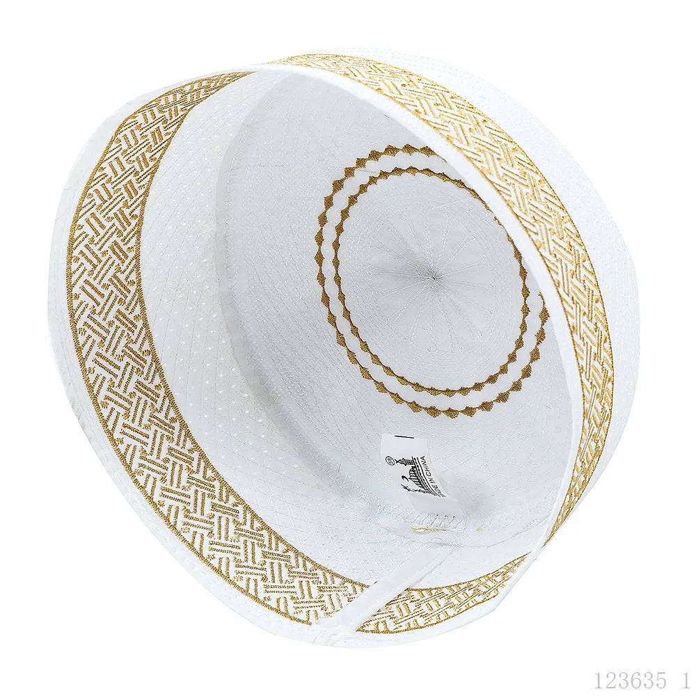 Muslim Men Prayer Hat Cotton Embroidery Islam Men's Arabia Indian Hats Islamic Clothing Accessories Arab Middle East Caps