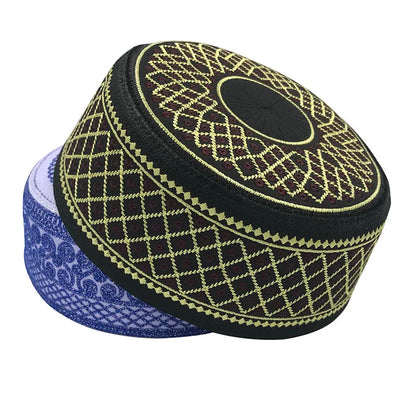 Muslim Hats Cotton Embroidery Islamic Men Prayer Arab Clothing Caps Saudi Arabia Indian Turban Bonnet Musulman Man Hijab Hat