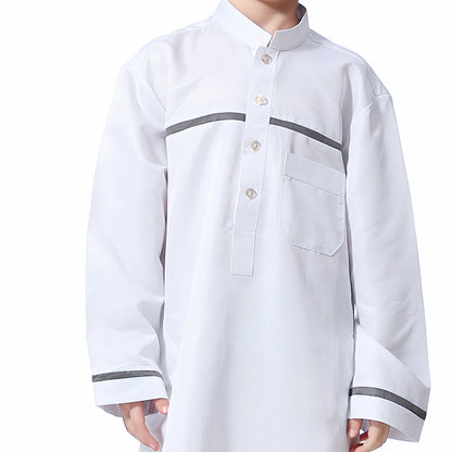 Muslim Arab Jubba Boys Robe Kids Abayas Kaftan Islamic Clothing Long Sleeve Thobe Middle East Teenage Clothing Ramadan Dress Eid