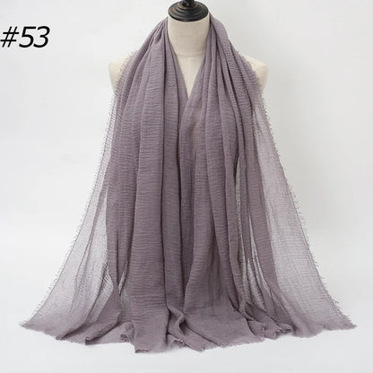 Hot Crinkle Cotton Hijab Scarf Women Scarves Bandana Turban Headscarf Muslim Shawl Africa Wrap Headband Islamic Shawls Headband