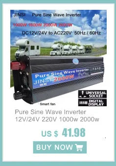 Pure Sine Wave Inverter DC 12v/24v To AC 110V/220V 1000W 1600W 2000W 3000W Portable Power Bank Converter Solar Inverter