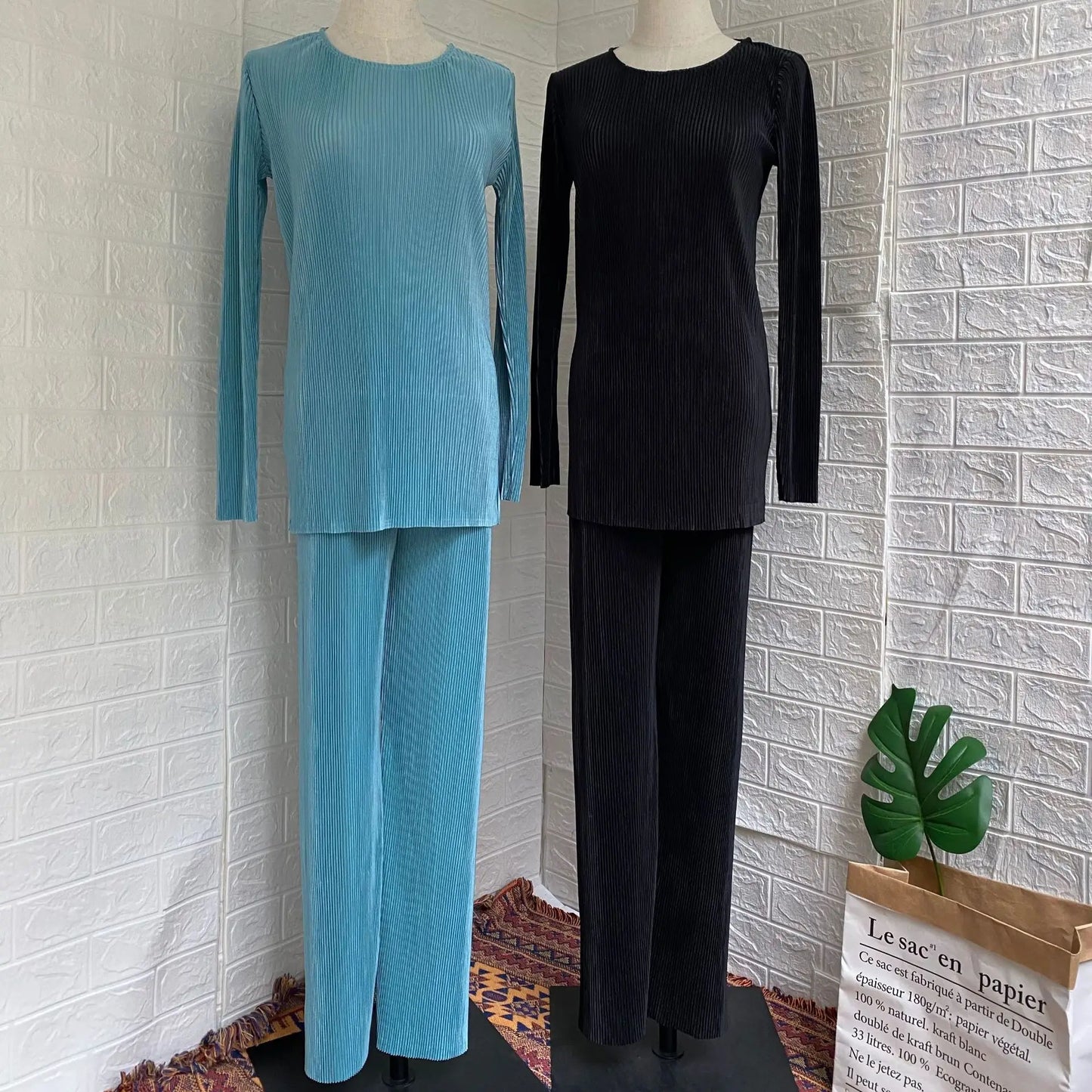 Muslim Sets Women Ramadan Abaya Turkey Dubai Hijab Two Piece Suits Prayer Dress Wide Leg Pants Jilbab Khimar Islamic Clothing