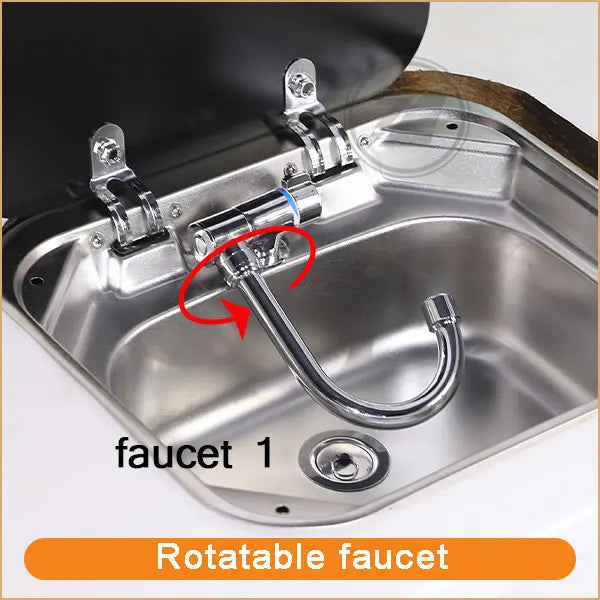 Caravan Camping Stainless Steel Hand Wash Basin with Tempered Glass Lid Camping Accessories Caravan Stainless Steel Lidded Sinks