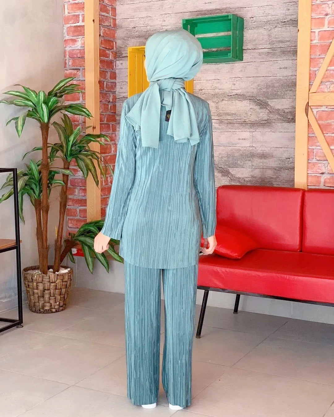 Muslim Sets Women Ramadan Abaya Turkey Dubai Hijab Two Piece Suits Prayer Dress Wide Leg Pants Jilbab Khimar Islamic Clothing