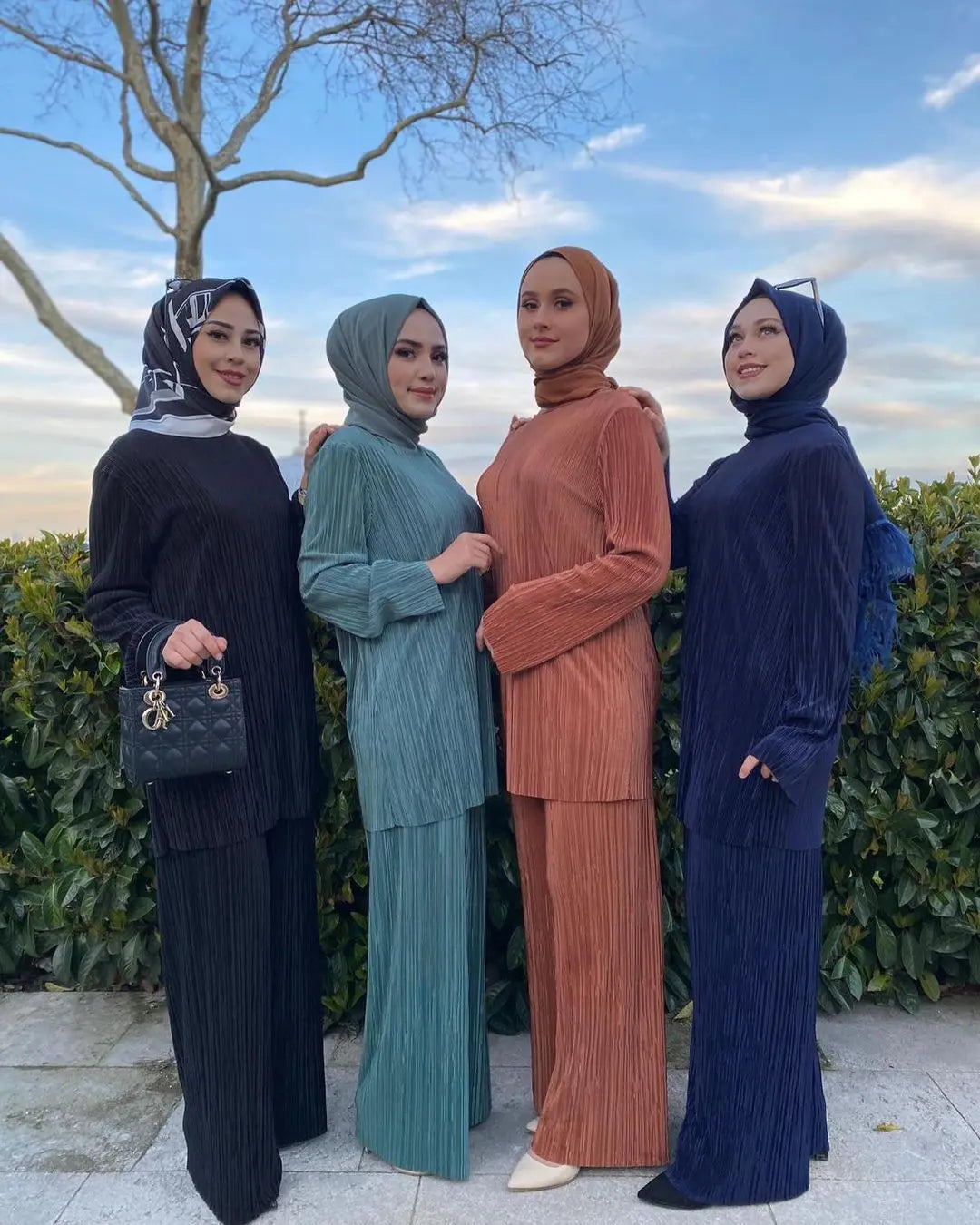 Muslim Sets Women Ramadan Abaya Turkey Dubai Hijab Two Piece Suits Prayer Dress Wide Leg Pants Jilbab Khimar Islamic Clothing