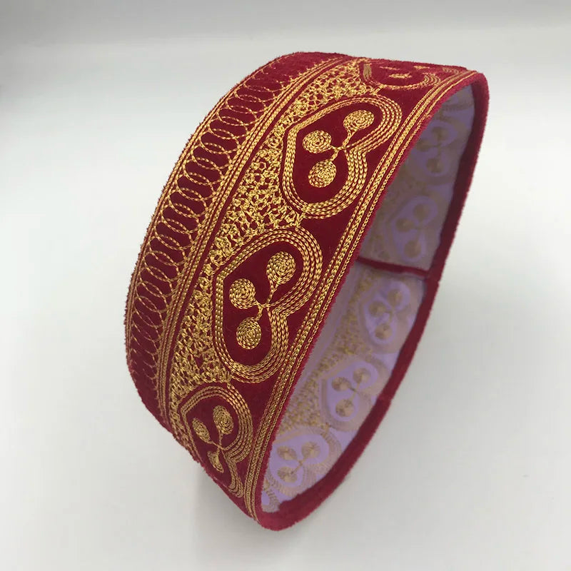 Muslim Prayer Hats Cotton Embroidery Red Hat Turban Indian For Men Saudi Arabia Clothing Kufi Cap Husband Scarf Jewish Islamism