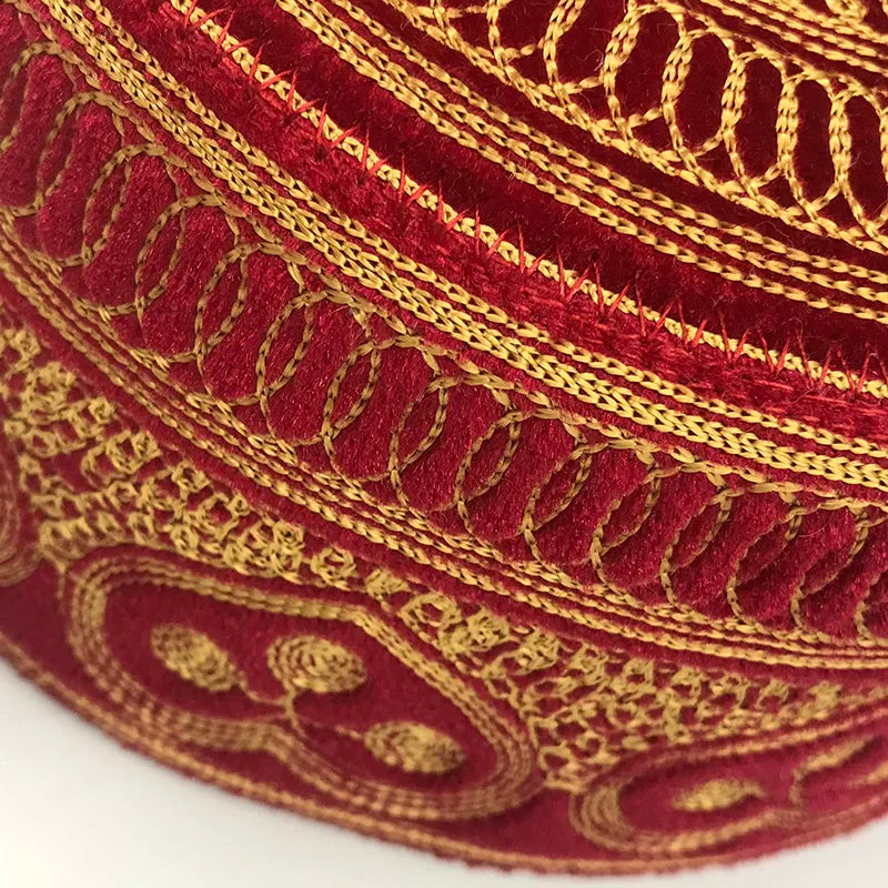 Muslim Prayer Hats Cotton Embroidery Red Hat Turban Indian For Men Saudi Arabia Clothing Kufi Cap Husband Scarf Jewish Islamism