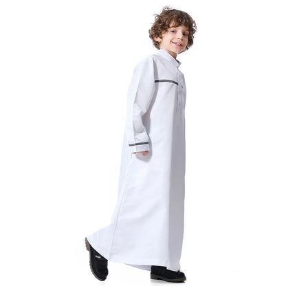 Muslim Arab Jubba Boys Robe Kids Abayas Kaftan Islamic Clothing Long Sleeve Thobe Middle East Teenage Clothing Ramadan Dress Eid