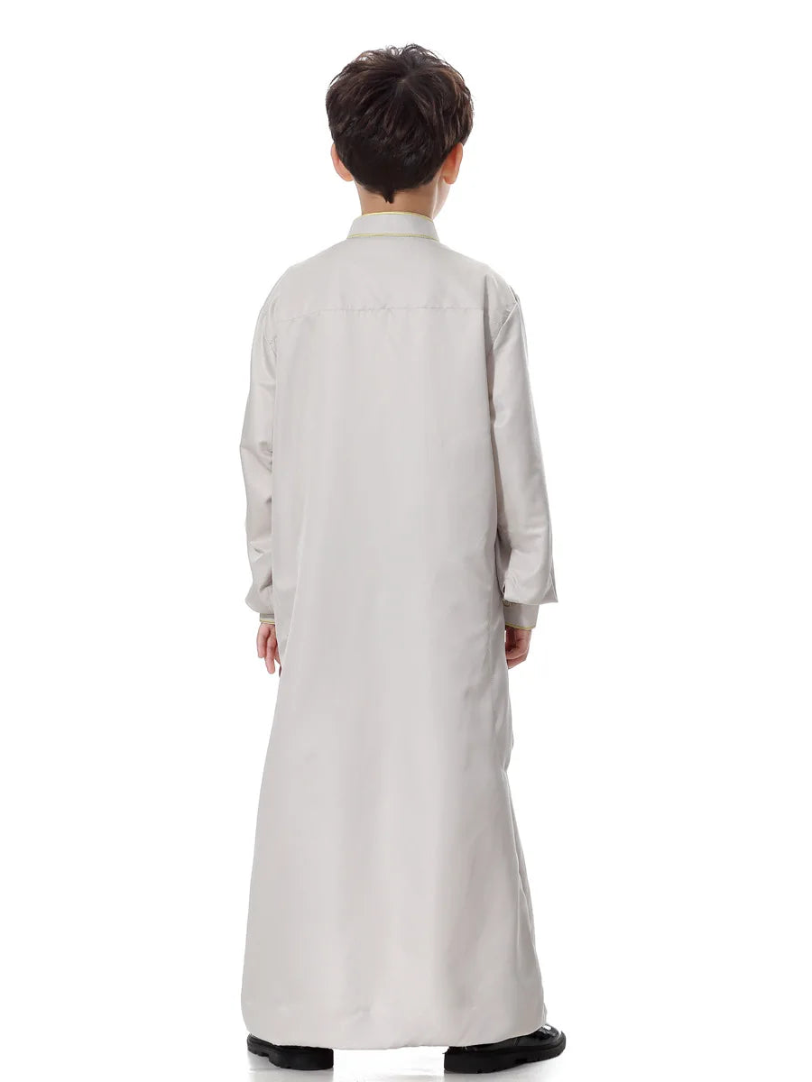Arab Muslim Kids Boy Jubba Thobe Abaya Kimono Long Dress Caftan for Children Islamic Clothing Long Robes Dress Dubai Arab