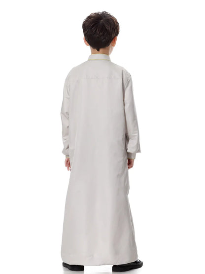 Arab Muslim Kids Boy Jubba Thobe Abaya Kimono Long Dress Caftan for Children Islamic Clothing Long Robes Dress Dubai Arab