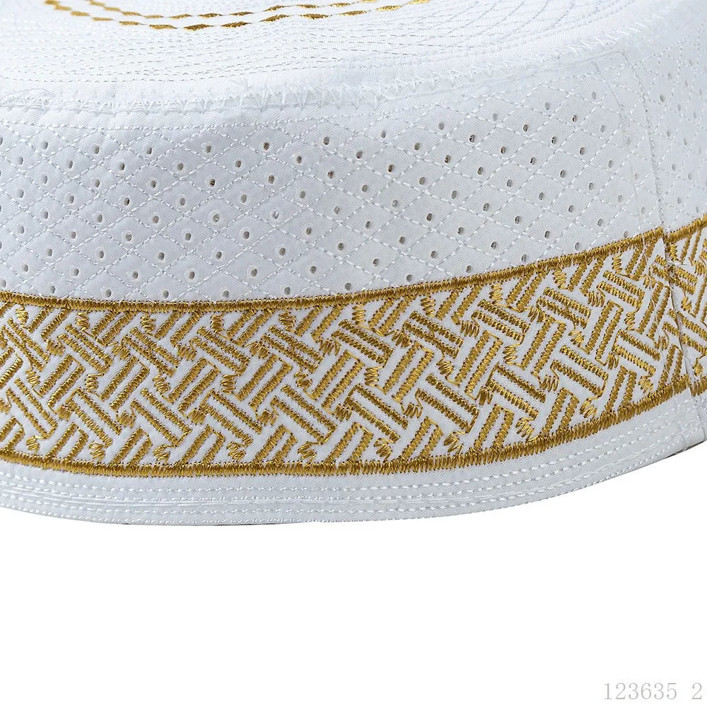 Muslim Men Prayer Hat Cotton Embroidery Islam Men's Arabia Indian Hats Islamic Clothing Accessories Arab Middle East Caps