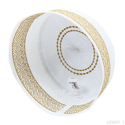Muslim Men Prayer Hat Cotton Embroidery Islam Men's Arabia Indian Hats Islamic Clothing Accessories Arab Middle East Caps