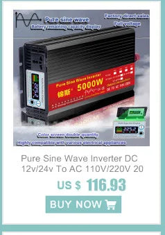 Pure Sine Wave Inverter DC 12v/24v To AC 110V/220V 1000W 1600W 2000W 3000W Portable Power Bank Converter Solar Inverter