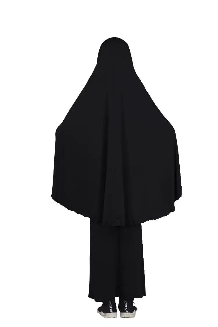 2pcs Set Abaya Muslim Kids Girls Gowns Long Overhead Hijab Maxi Dress Islamic Prayer Garment Clothing Set Turkey Khimar Ramadan