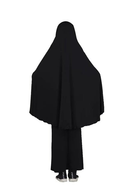 2pcs Set Abaya Muslim Kids Girls Gowns Long Overhead Hijab Maxi Dress Islamic Prayer Garment Clothing Set Turkey Khimar Ramadan