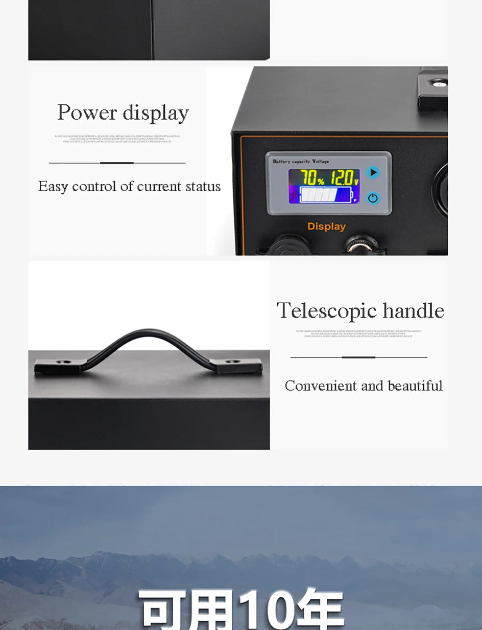 12V Lithium Battery Inverter AC220V 500W Rechargeable Battery Solar Energy Storage Backup Outdoor Battery Pack Sine Wave 50~60HZ