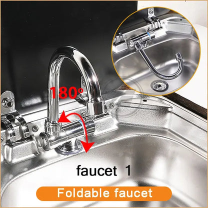 RV Camper Stainless Steel Hand Wash Basin Sink With Folded Faucet Tempered Glass Lid Washbasin for Caravan Boat Motorhome