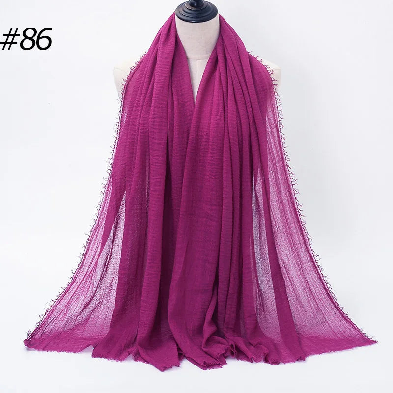 Hot Crinkle Cotton Hijab Scarf Women Scarves Bandana Turban Headscarf Muslim Shawl Africa Wrap Headband Islamic Shawls Headband