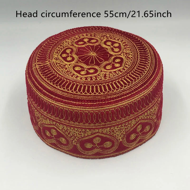 Muslim Prayer Hats Cotton Embroidery Red Hat Turban Indian For Men Saudi Arabia Clothing Kufi Cap Husband Scarf Jewish Islamism