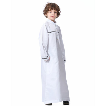 Muslim Arab Jubba Boys Robe Kids Abayas Kaftan Islamic Clothing Long Sleeve Thobe Middle East Teenage Clothing Ramadan Dress Eid